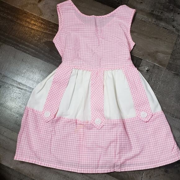 Vintage Handmade Pink & White Gingham Cottagecore Girls Dress - Picture 1 of 5